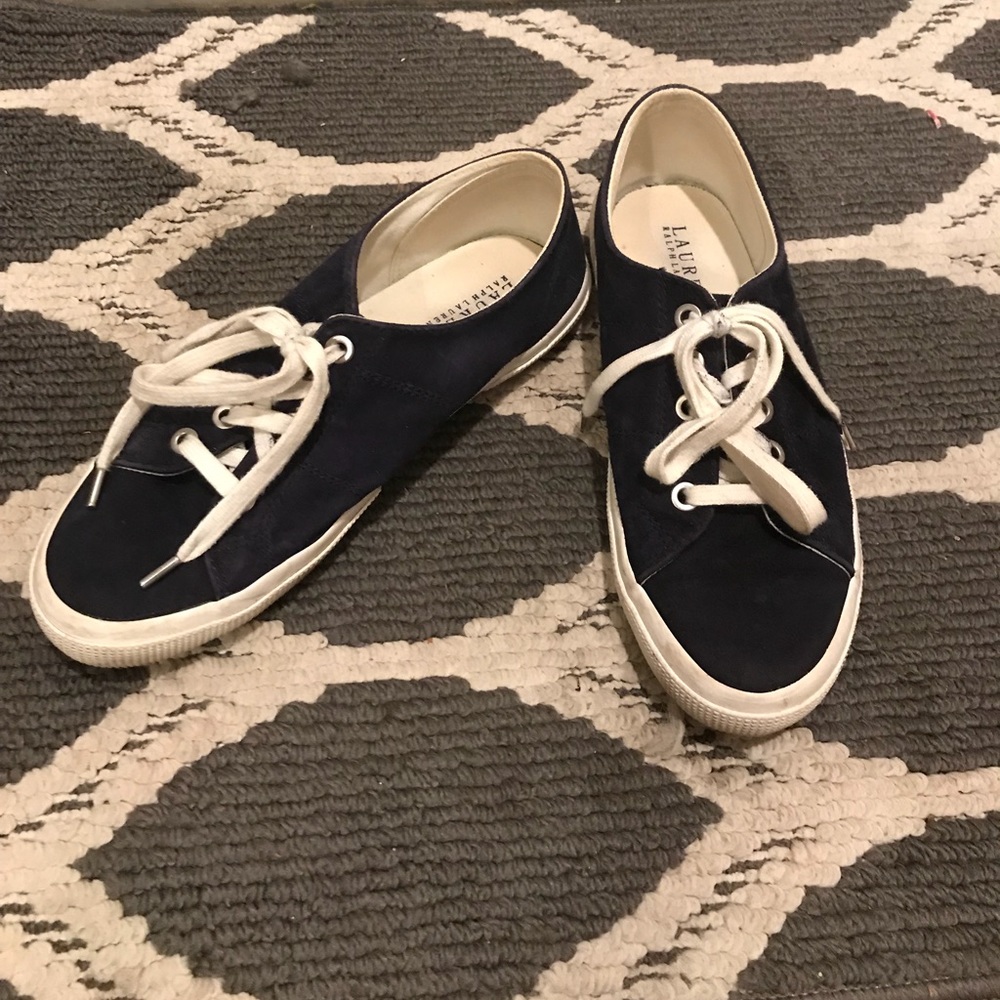 Navy Suede Ralph Lauren Slip On Shoes